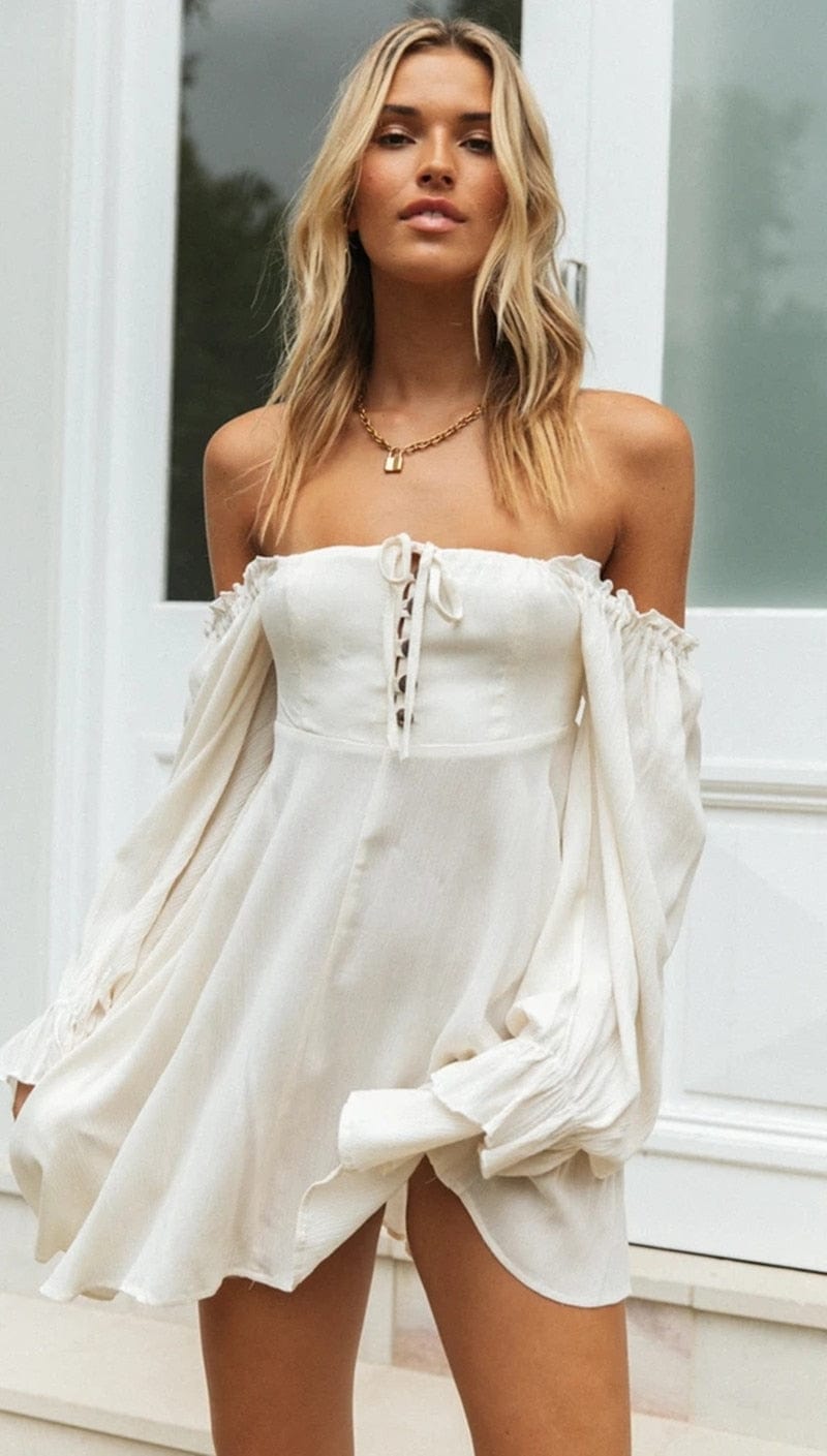 Maureen - Witte off shoulder jurk