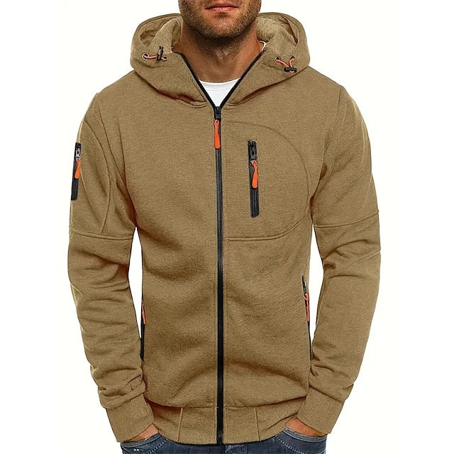 Mauro | Zachte duurzame katoenmix herfst hoodie voor heren met sportief ritsdesign