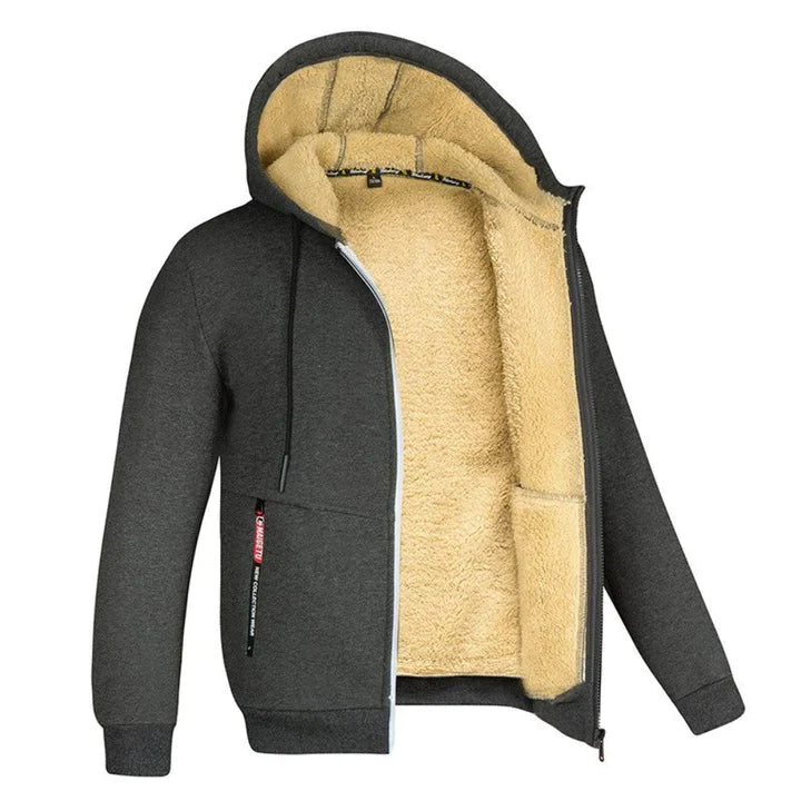 TOMMY - Fleece hoodie met ritssluiting en schapenvacht