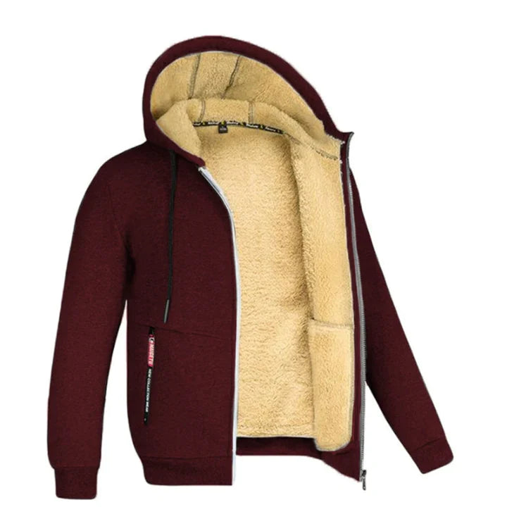 TOMMY - Fleece hoodie met ritssluiting en schapenvacht