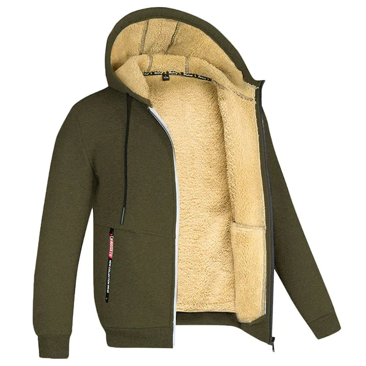 TOMMY - Fleece hoodie met ritssluiting en schapenvacht