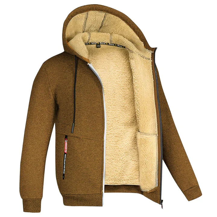 TOMMY - Fleece hoodie met ritssluiting en schapenvacht