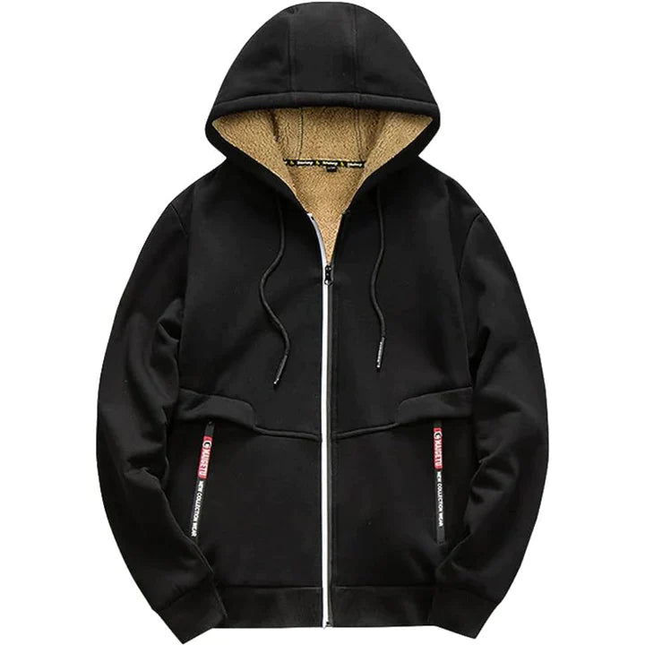 TOMMY - Fleece hoodie met ritssluiting en schapenvacht