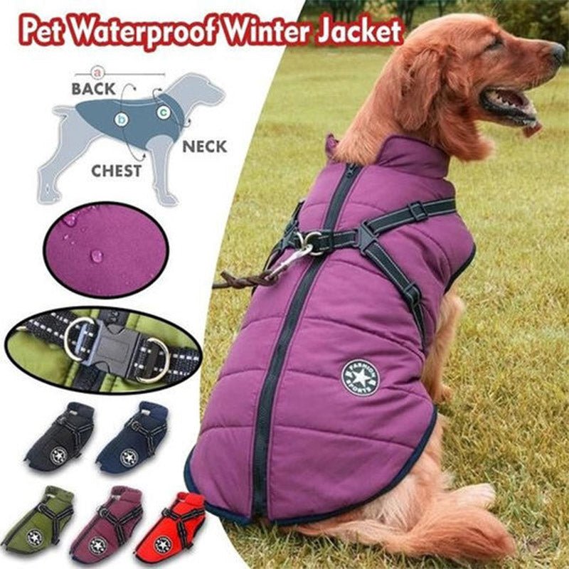 CozyDog - Waterdichte Winterjas voor Honden met Ingebouwd Harnas