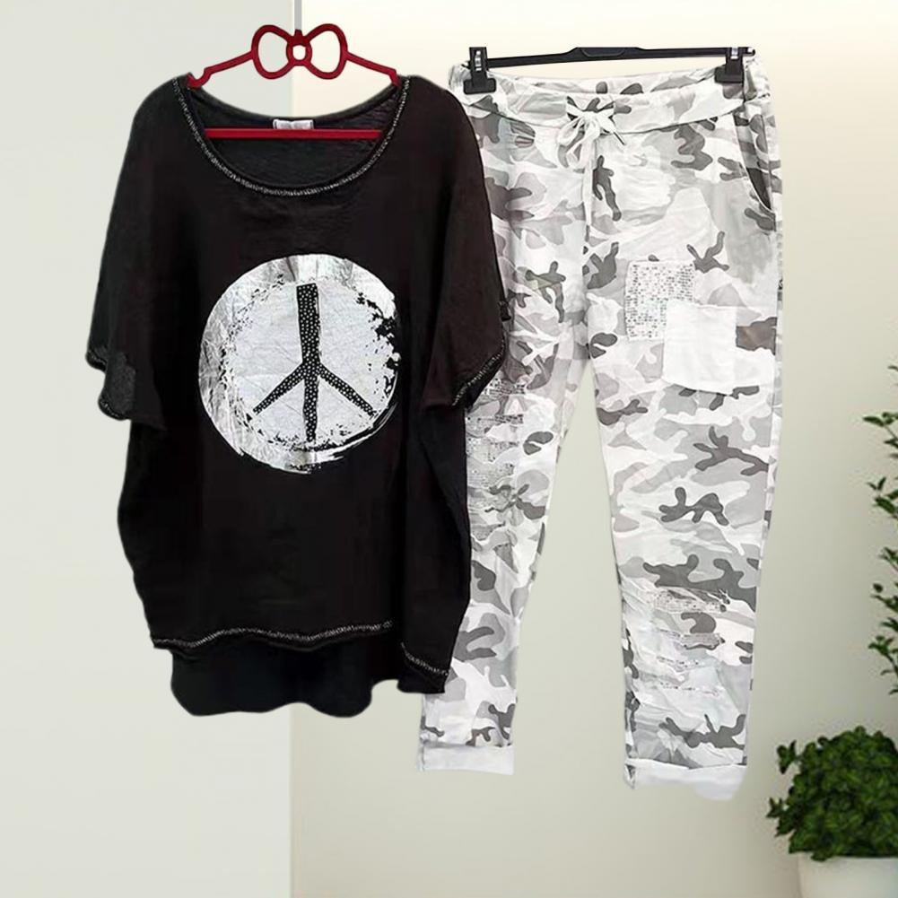 T-shirt en broek set met camouflageprint