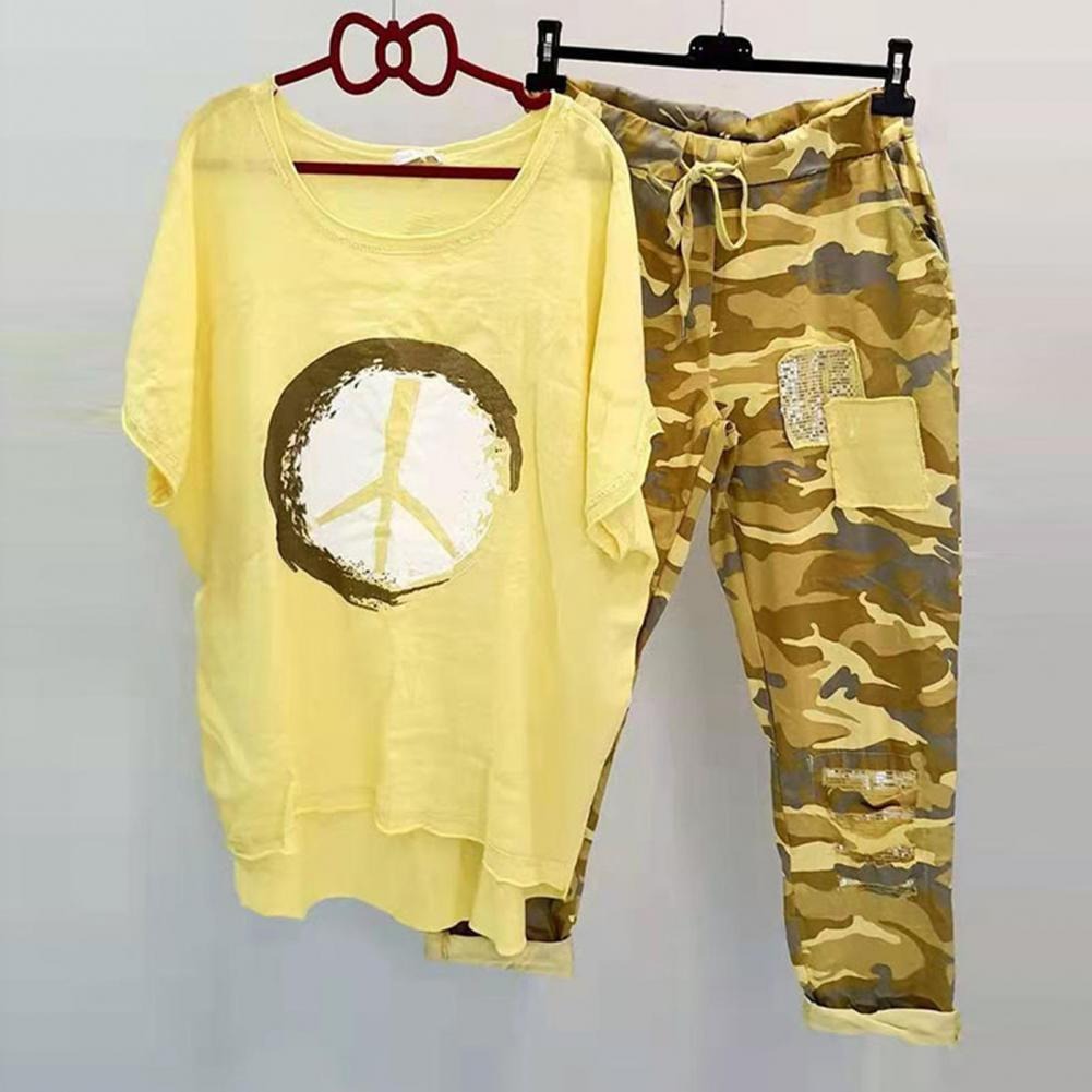 T-shirt en broek set met camouflageprint