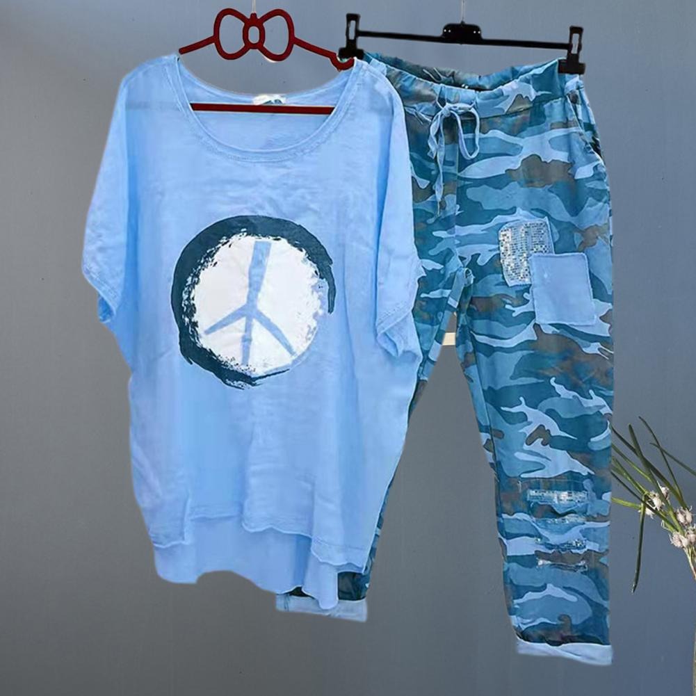 T-shirt en broek set met camouflageprint